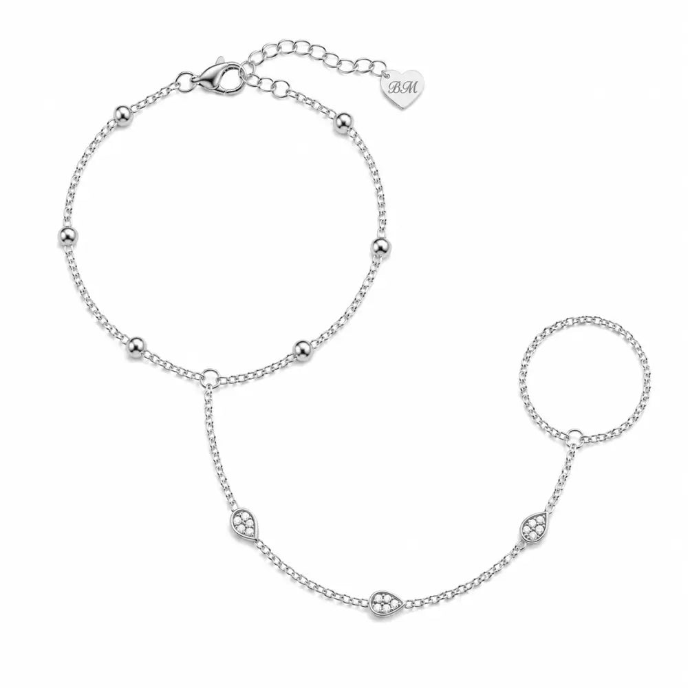 Rosalie Hand Chain Bracelet - Silver - Bracelets