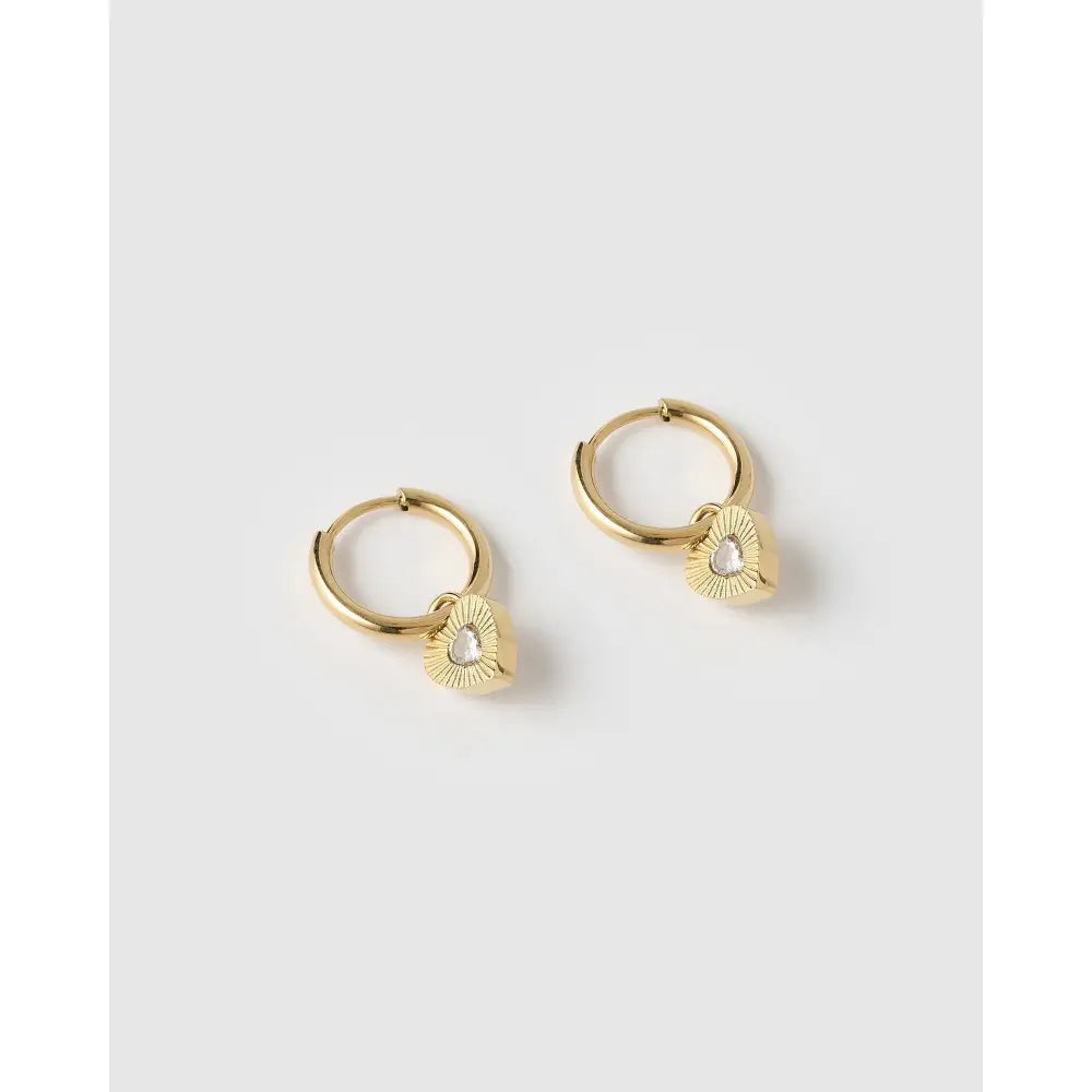 Ruby Gold Heart Earrings - Earrings