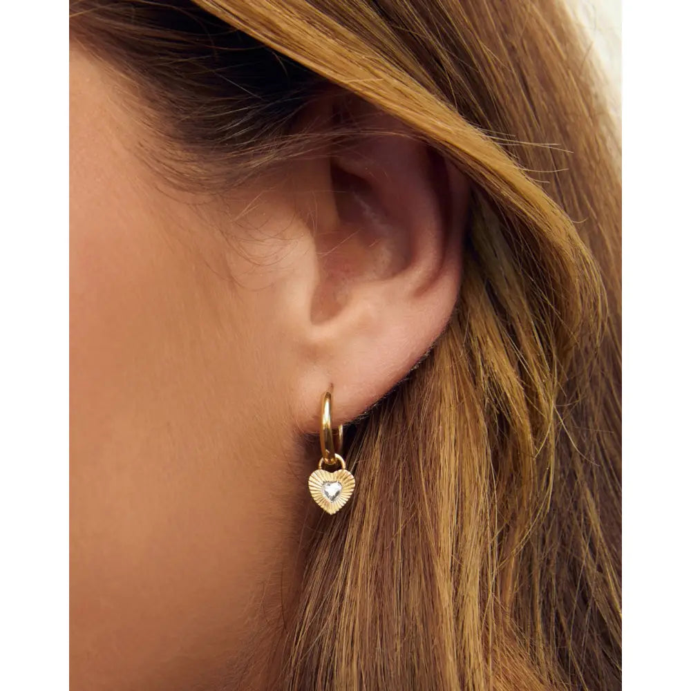 Ruby Gold Heart Earrings - Earrings