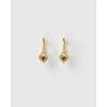 Ruby Red Heart Gold Huggie Earrings - Earrings
