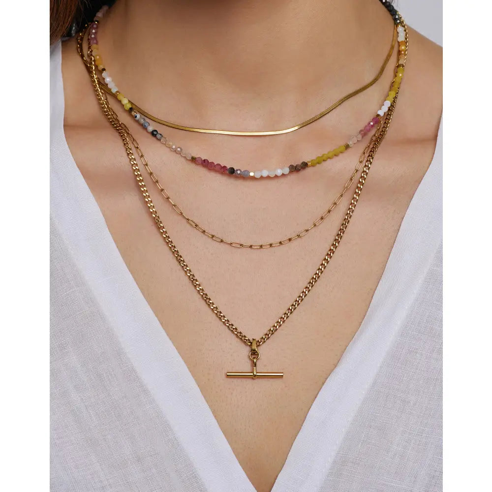Saffron Gemstone Gold Necklace - Necklaces