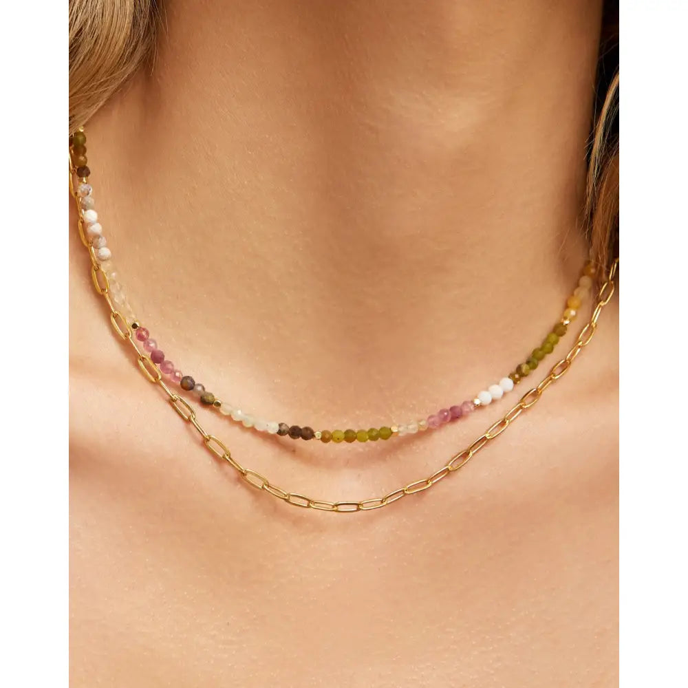 Saffron Gemstone Gold Necklace - Necklaces