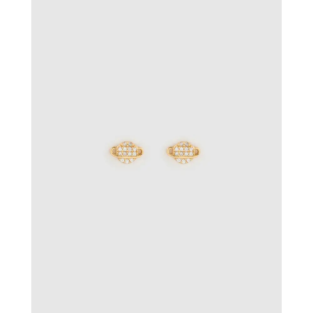 Saturn Gold Stud Earrings - Earrings