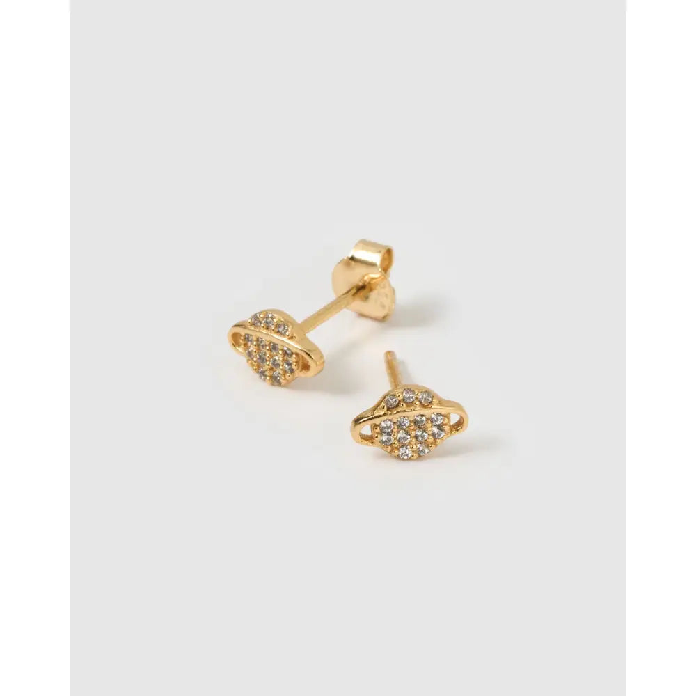 Saturn Gold Stud Earrings - Earrings