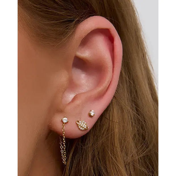 Saturn Gold Stud Earrings - Earrings