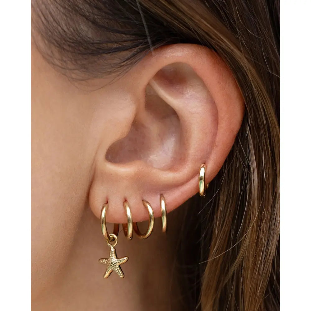 Sea Star Gold Huggie Earrings - Earrings