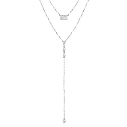 Serendipity Layered Lariat Necklace - Silver - Necklaces
