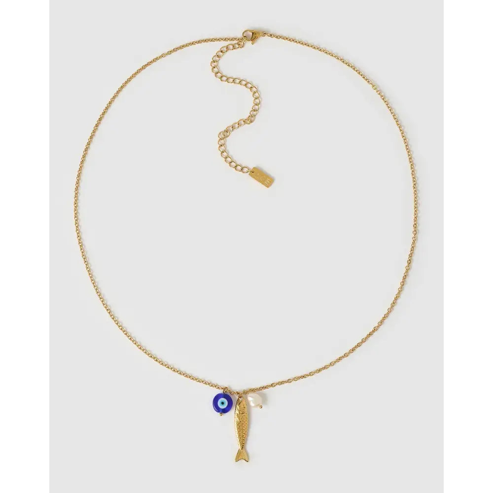Sirena Charm Gold Necklace - Necklaces