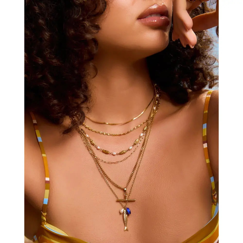 Sirena Charm Gold Necklace - Necklaces