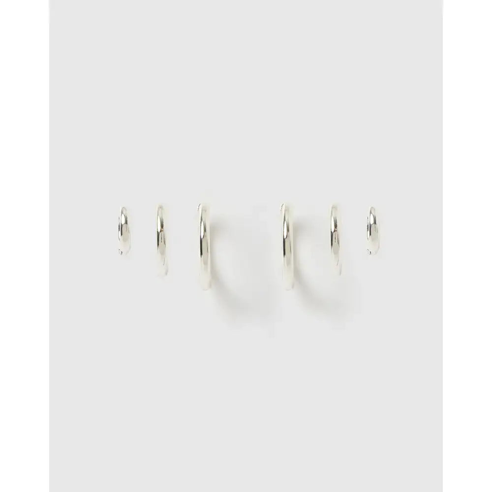 Smooth Hoop Earring Stack - Earrings