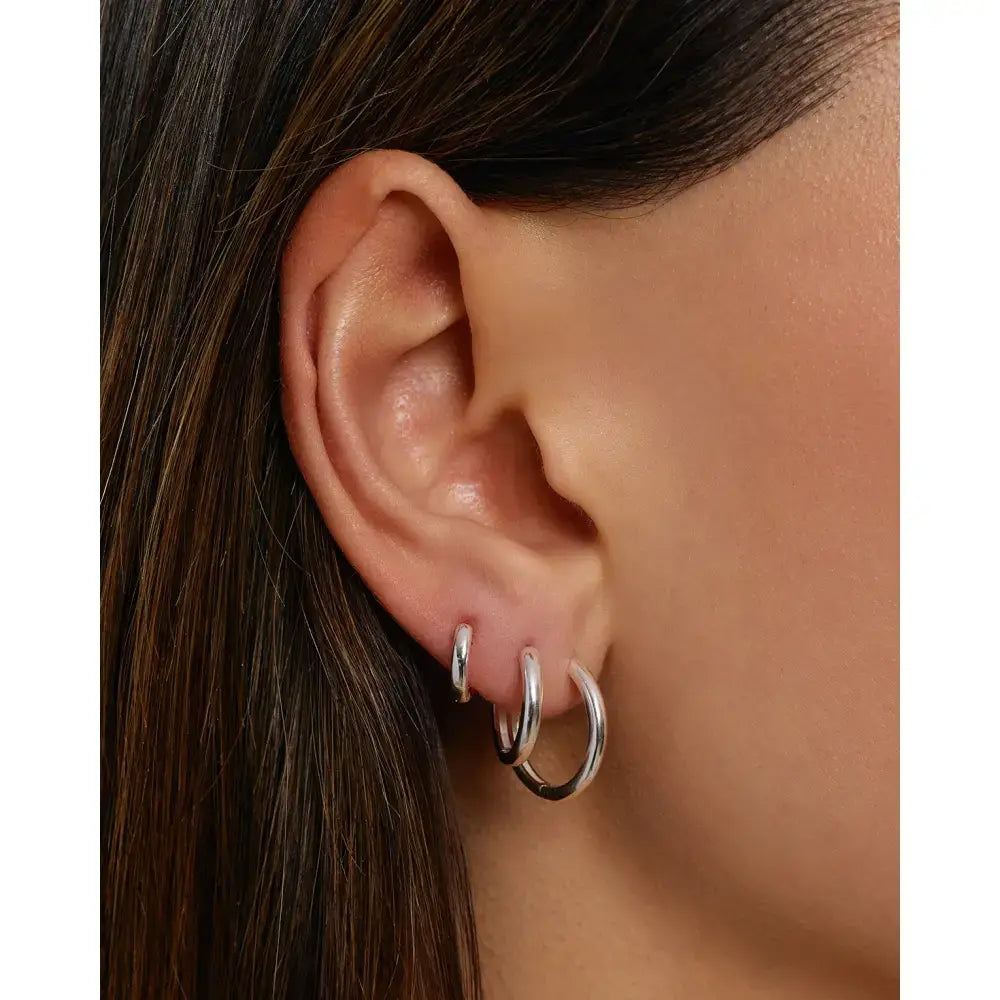 Smooth Hoop Earring Stack - Earrings