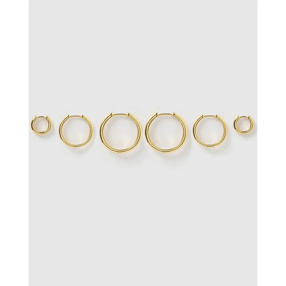 Smooth Hoop Earring Stack - Gold - Earrings
