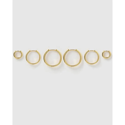 Smooth Hoop Earring Stack - Gold - Earrings