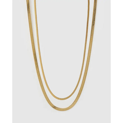 Snake Necklace Stack - Gold - Necklaces