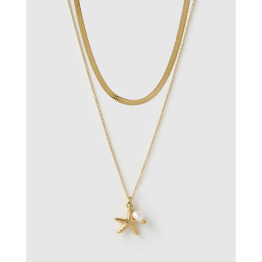 Star Girl Gold Pearl Necklace Stack - Necklaces