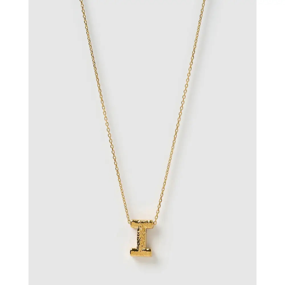 Statement Gold Letter Necklace - Gold / I - Necklaces