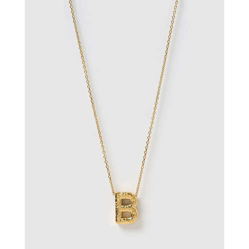 Statement Gold Letter Necklace - Gold / B - Necklaces