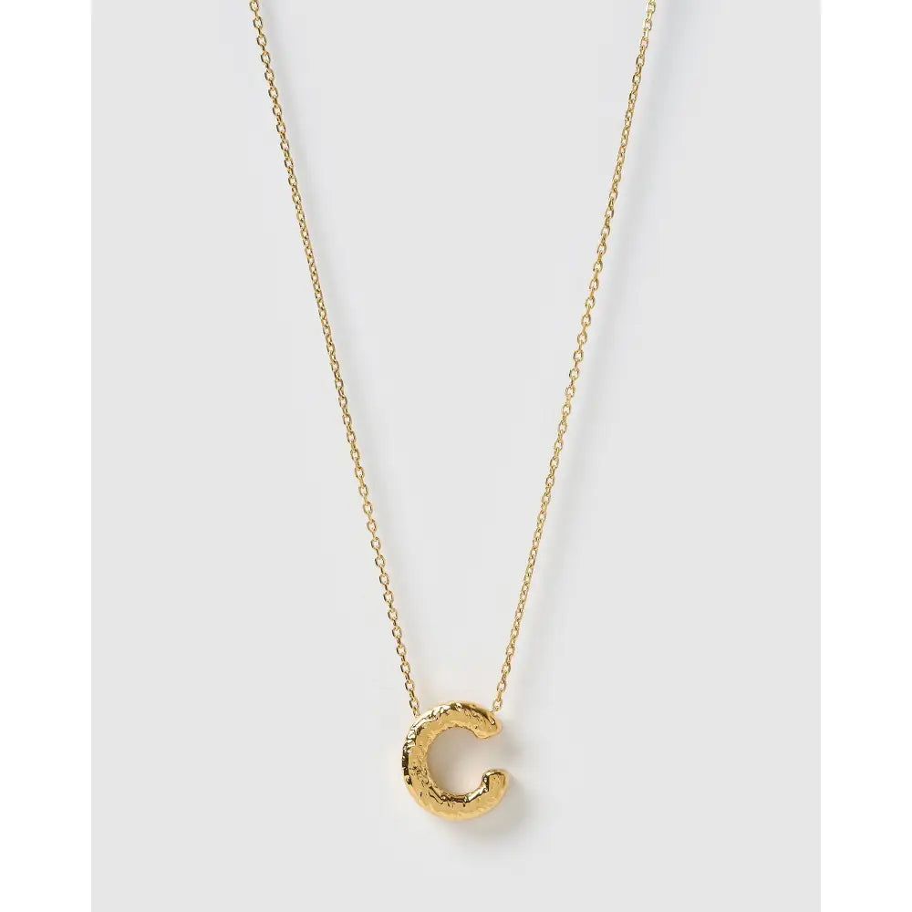 Statement Gold Letter Necklace - Gold / C - Necklaces