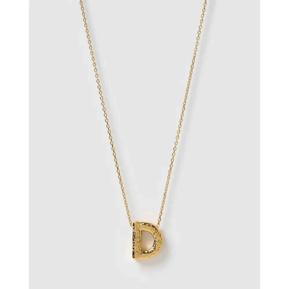 Statement Gold Letter Necklace - Gold / D - Necklaces