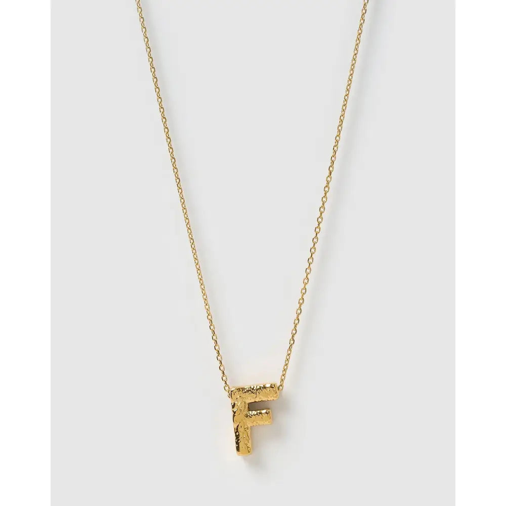 Statement Gold Letter Necklace - Gold / F - Necklaces