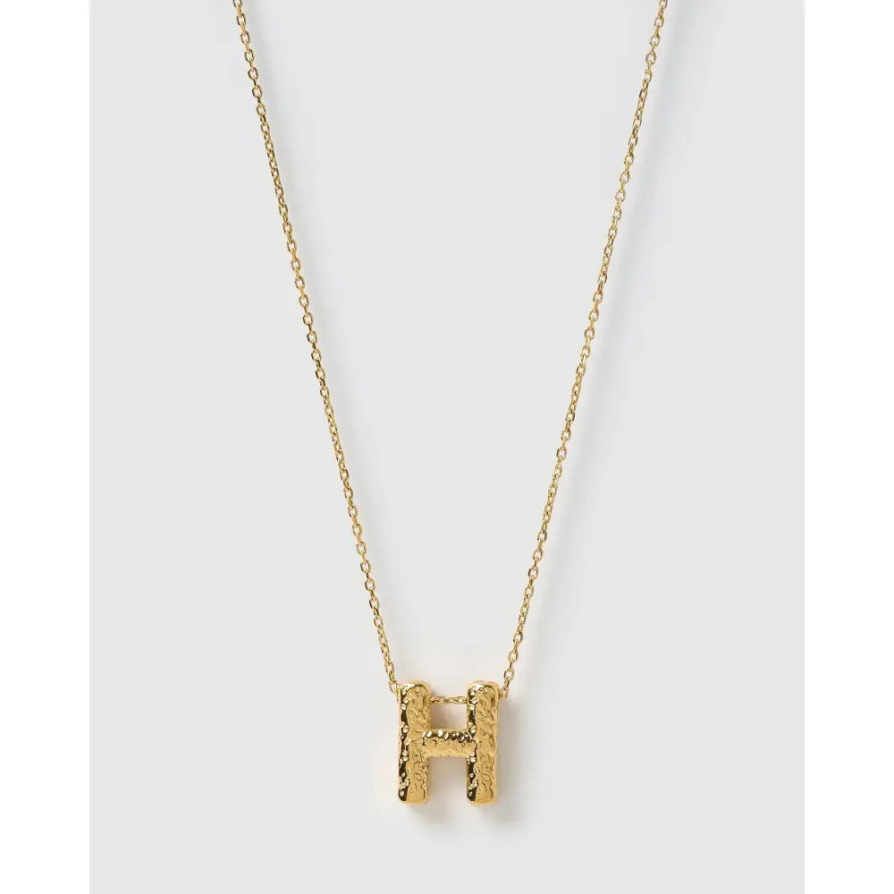 Statement Gold Letter Necklace - Gold / H - Necklaces