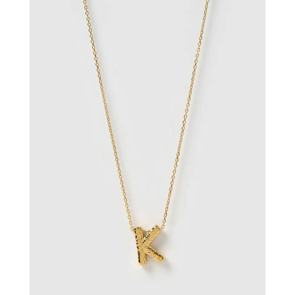 Statement Gold Letter Necklace - Gold / K - Necklaces