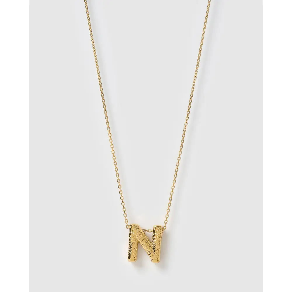 Statement Gold Letter Necklace - Gold / N - Necklaces