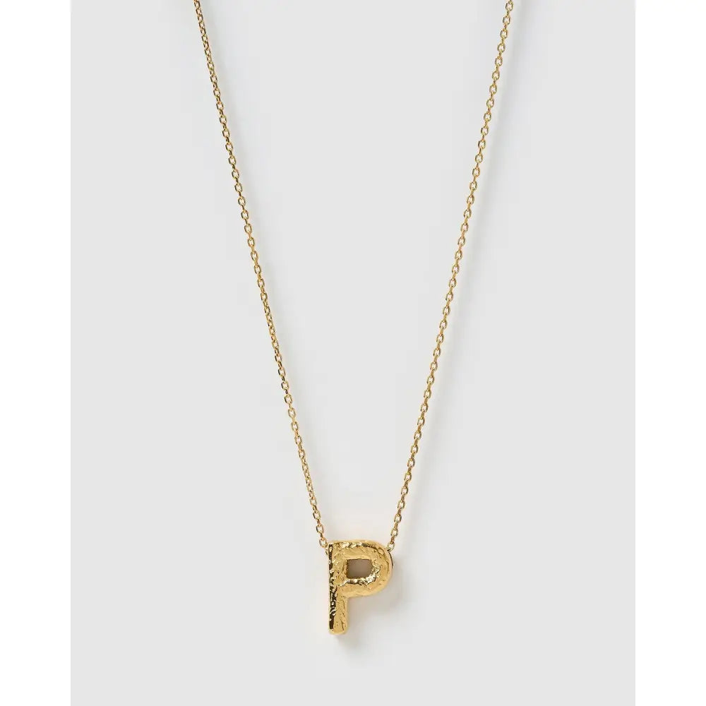 Statement Gold Letter Necklace - Gold / P - Necklaces