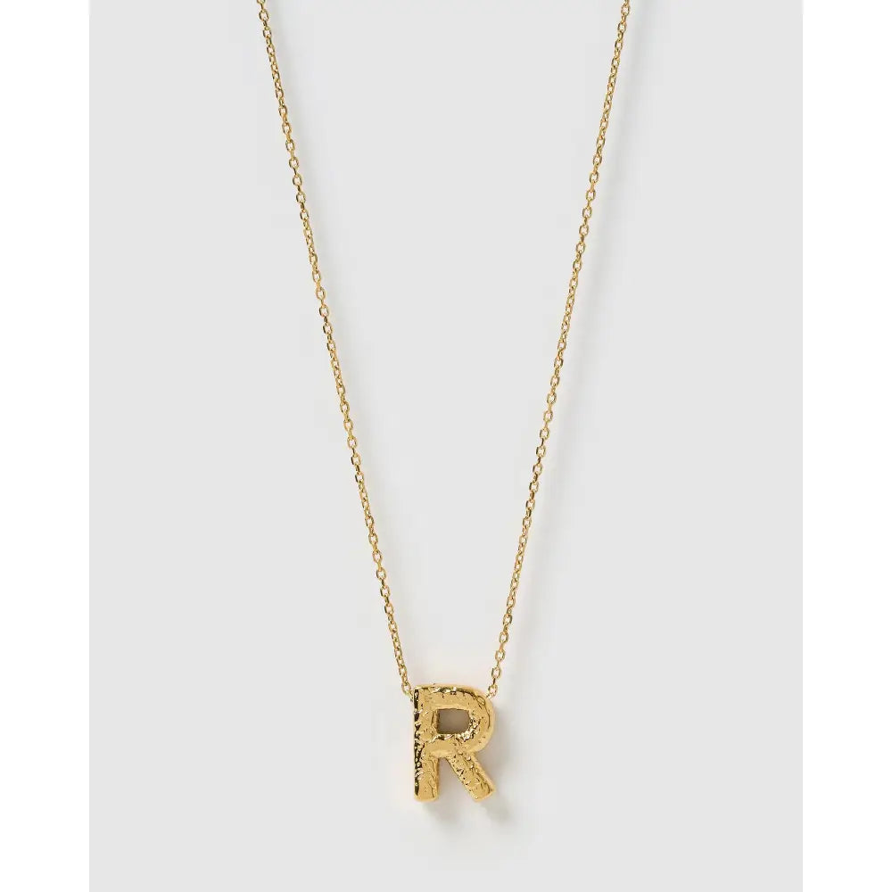 Statement Gold Letter Necklace - Gold / R - Necklaces