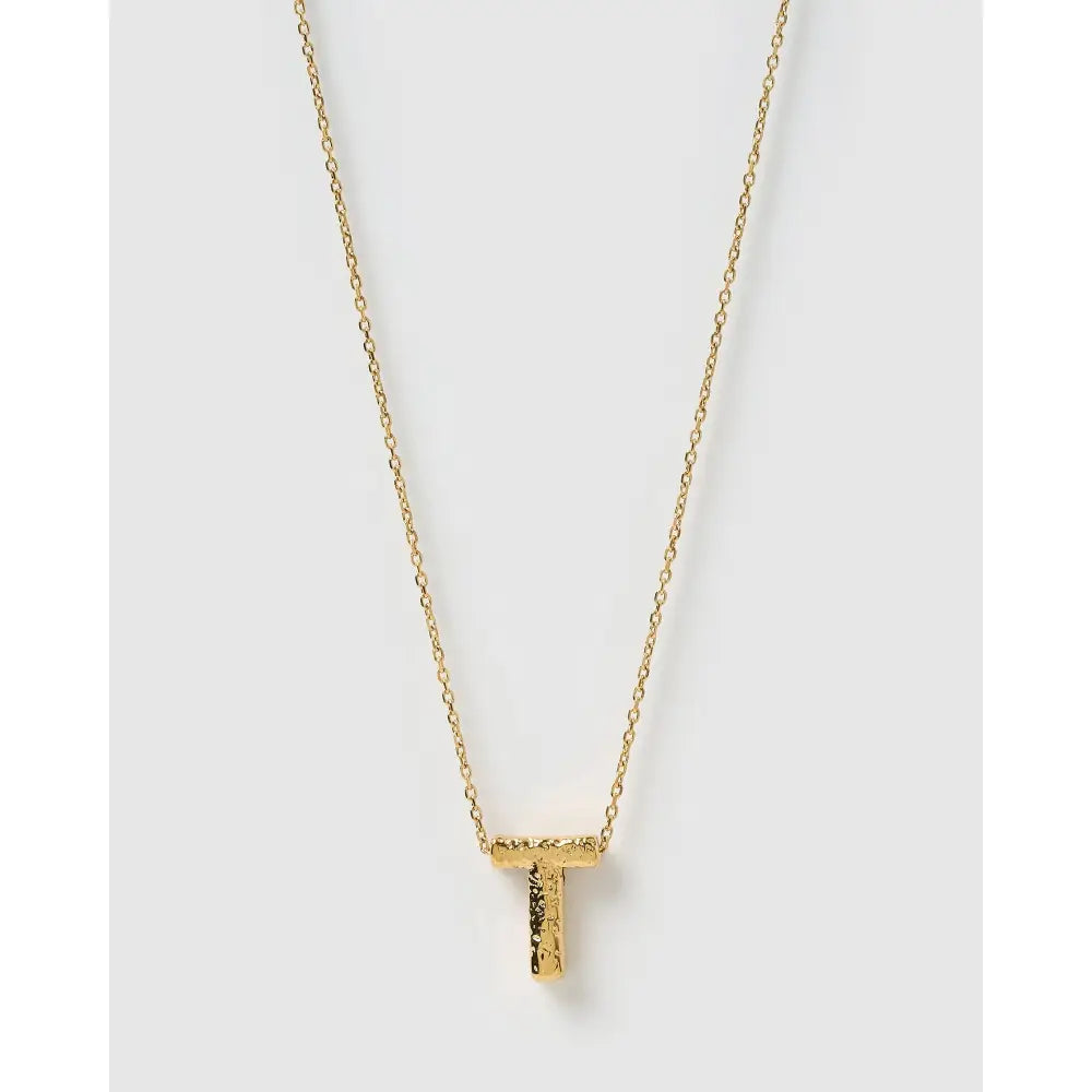 Statement Gold Letter Necklace - Gold / T - Necklaces