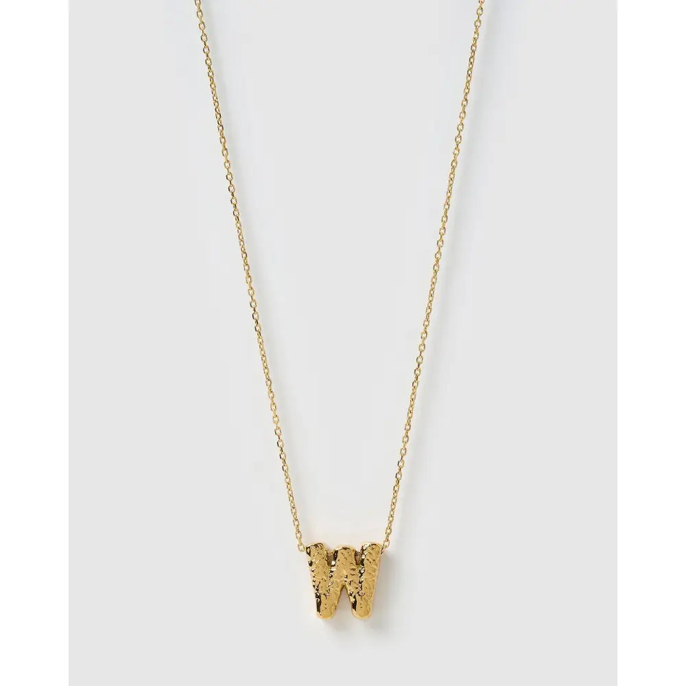 Statement Gold Letter Necklace - Gold / W - Necklaces