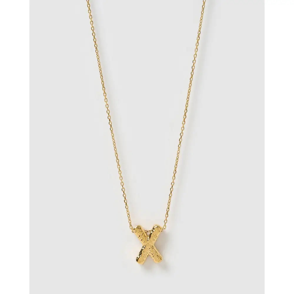 Statement Gold Letter Necklace - Gold / X - Necklaces