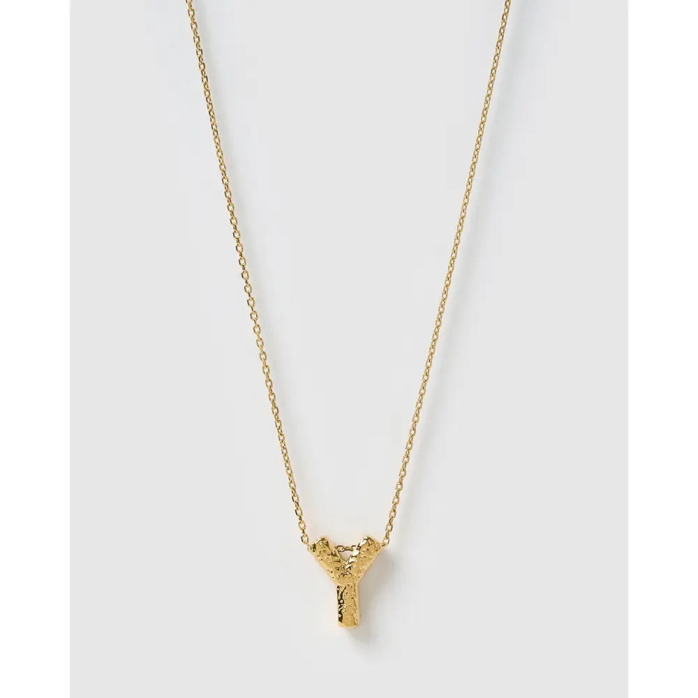 Statement Gold Letter Necklace - Gold / Y - Necklaces