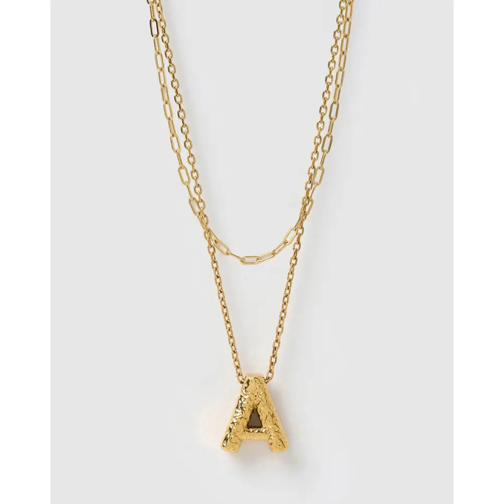 Statement Letter Gold Necklace Stack - Gold / A - Necklaces