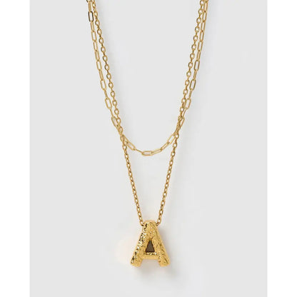 Statement Letter Gold Necklace Stack - Gold / A - Necklaces