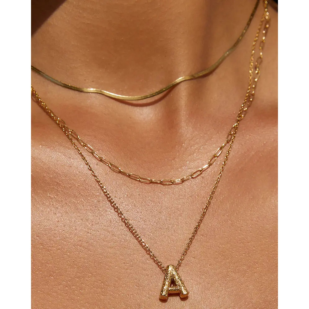 Statement Letter Gold Necklace Stack - Necklaces