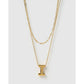 Statement Letter Gold Necklace Stack - Gold / I - Necklaces
