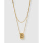 Statement Letter Gold Necklace Stack - Gold / B - Necklaces