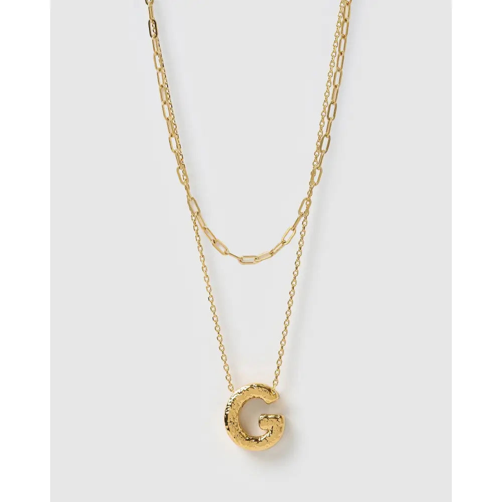 Statement Letter Gold Necklace Stack - Gold / G - Necklaces