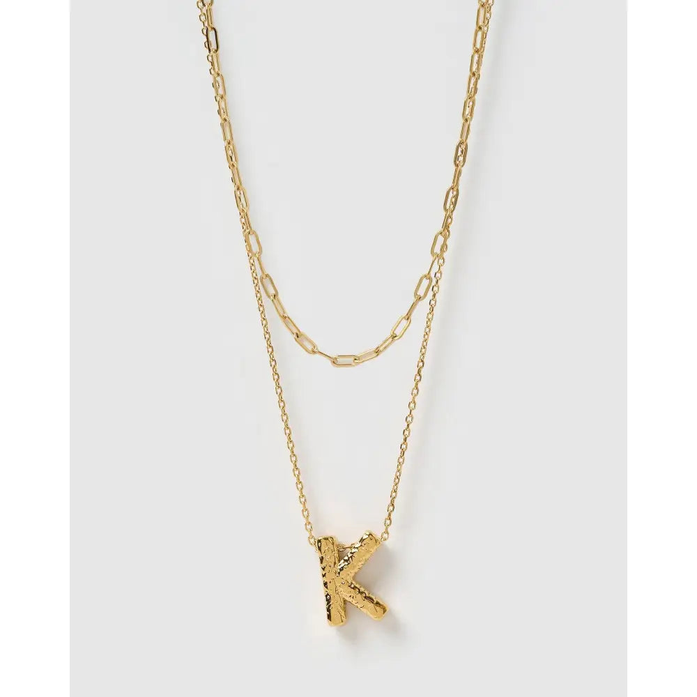 Statement Letter Gold Necklace Stack - Gold / K - Necklaces