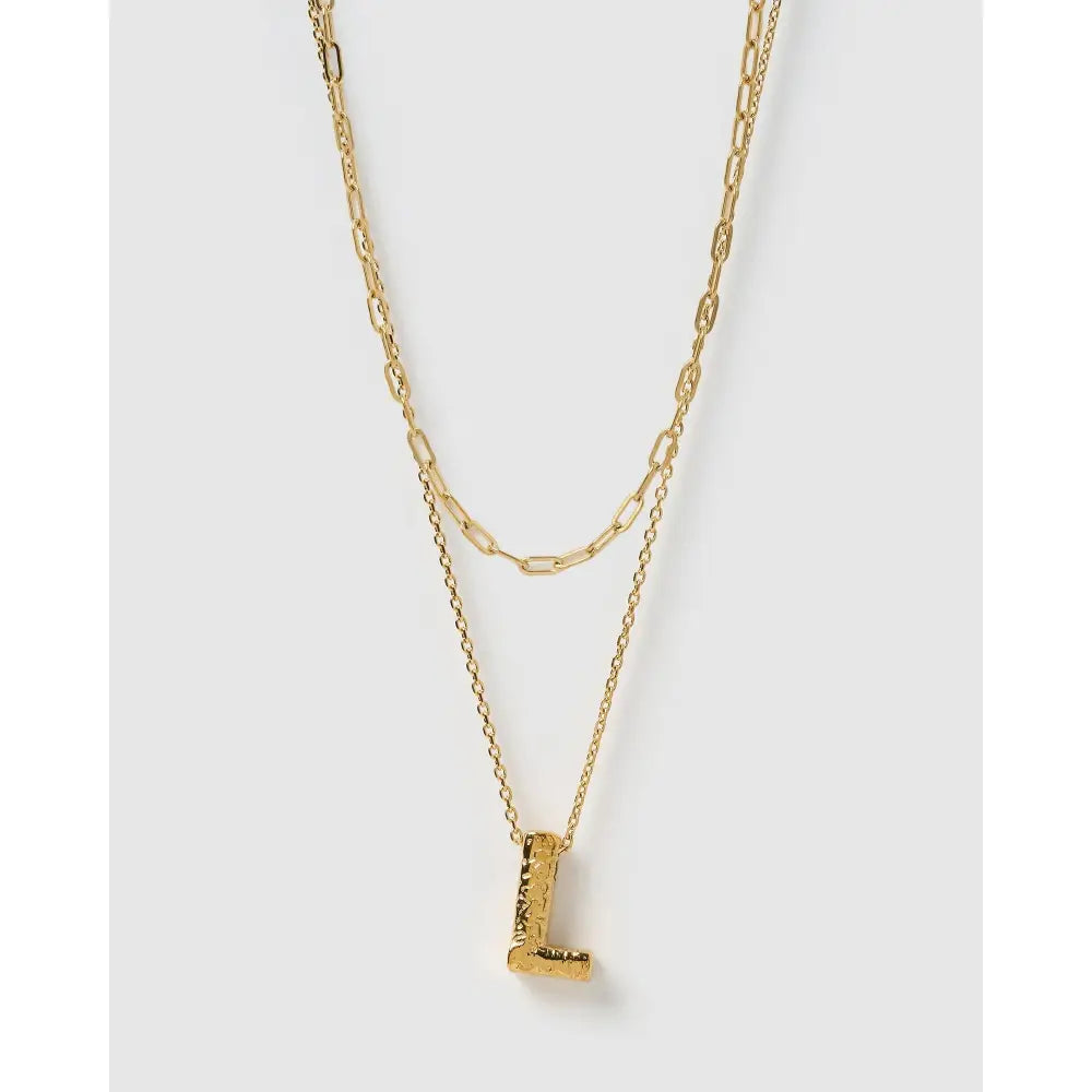 Statement Letter Gold Necklace Stack - Gold / L - Necklaces