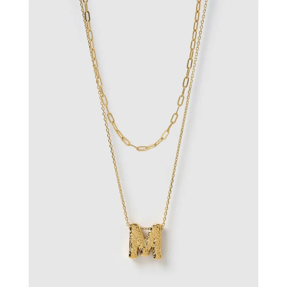 Statement Letter Gold Necklace Stack - Gold / M - Necklaces