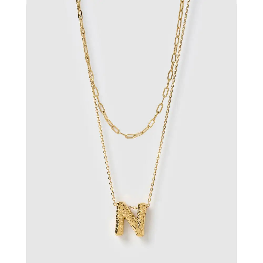 Statement Letter Gold Necklace Stack - Gold / N - Necklaces