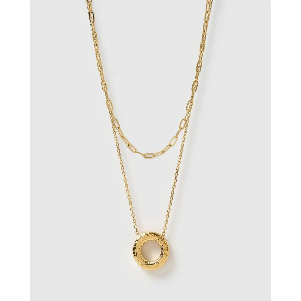 Statement Letter Gold Necklace Stack - Gold / O - Necklaces