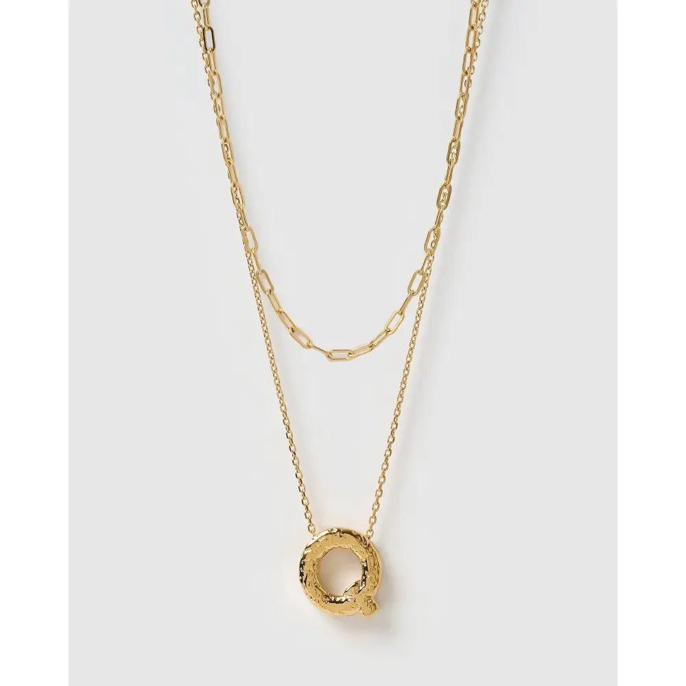 Statement Letter Gold Necklace Stack - Gold / Q - Necklaces