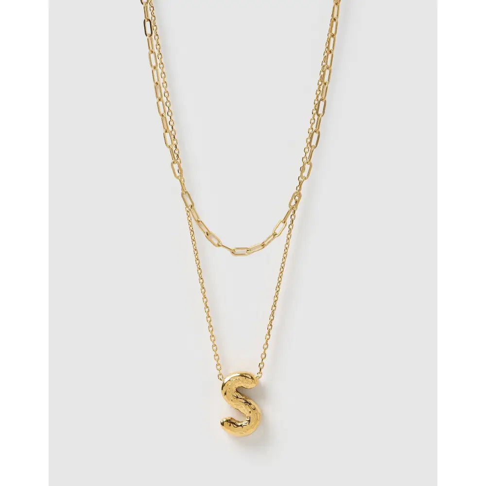 Statement Letter Gold Necklace Stack - Gold / S - Necklaces