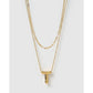 Statement Letter Gold Necklace Stack - Gold / T - Necklaces