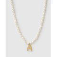 Statement Letter Pearl Gold Necklace - A - Necklaces