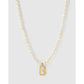Statement Letter Pearl Gold Necklace - B - Necklaces