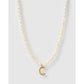 Statement Letter Pearl Gold Necklace - C - Necklaces